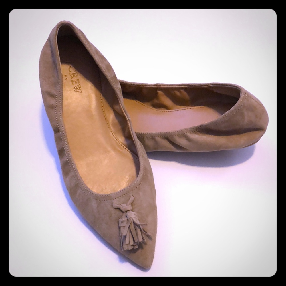 NWT J Crew Nude Suede Ballet Flats